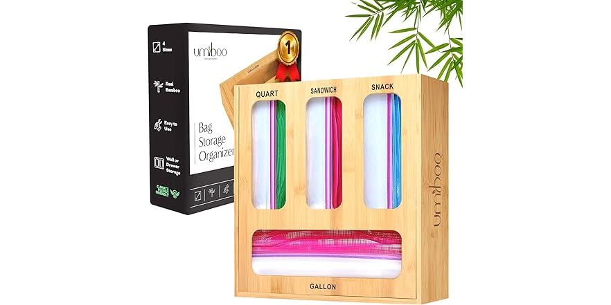 Organizer Per Buste Con Chiusura Lampo In Bambù Naturale 4 In 1 Da Cassetto O Parete - 2