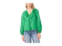 Vince Camuto  (L) Double Ruffle Front Long Blouse