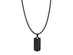 Stainless Black Prayer Dog Tag - 24"