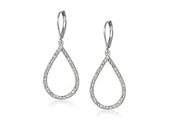 Anne Klein Silver Tone Crystal Teardrop Earrings