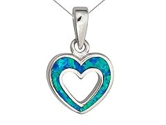 Sterling Silver Rhodium Created Opal Heart 18" DC