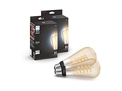 Philips Hue Smart 60W ST23 Filament LED Bulb, 2 Pack
