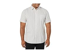 Mens SlimFit Poplin Pink Teal Stripe (M)