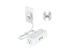 TESSAN 5ft SP Power Strip (4 Outlets, 3 USB-A)