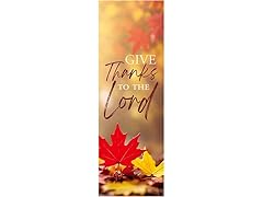 Christian Brands Fall Banner Maple “Give Thanks” Church Banner, 2' x 6'