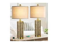 TOBUSA 27"Gold Vintage Table Lamps Set 2