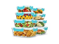 Emporio Kitchen Borosilicate Glass Food Storage Containers with Lids 16 Pieces