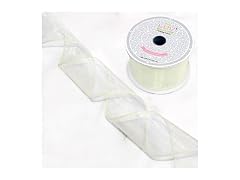 Creative Ideas Wired 2.5" Inch Organza Ribbon 10 Yd Ivory