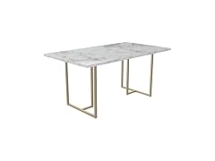 CosmoLiving Astor Dining Table, White Marble Top with Gold Legs