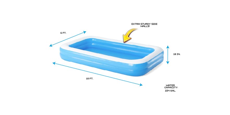 H2OGO Rectangular Inflatable Family Pool