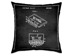 Cassette Tape Recorder Black Throw Pillow