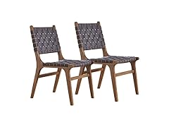 Ball & Cast Dark Grey Faux Leather Woven Chair