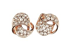 Rose Gold Double Cuff Earrings with Simulated Diamond Trim