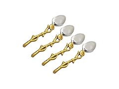 Elegance Golden Vine Spoons, 5-Inch, Silver/Gold, Set of 4