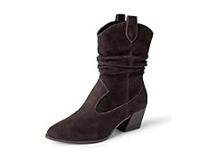 Womens Mid Calf Western Fashion Boots Brown (6)
