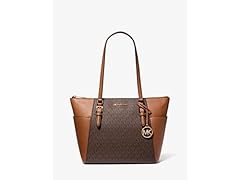 Michael Kors Charlotte Large Logo and Leather Top-Zip Tote Bag