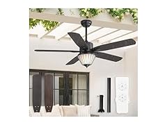 Glowivia Waterproof Outdoor Ceiling Fan, Black