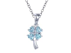 2/5 CT Silver Blue Topaz Flower Pendant