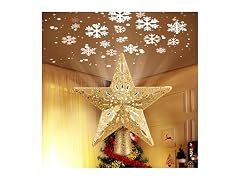 Brightown Christmas Star Tree Topper with Snowflake Projector