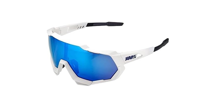 100% Speedtrap Sunglasses (Matte White, HiPER Blue Multilayer Lens)