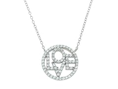 Sterling Silver Pave Love Necklace