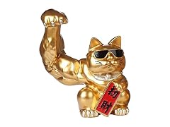 FRECI Lucky Cat Figurine Muscle Arm Cat