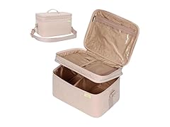 NISHEL Extra Large Double Layer Travel Makeup Bag Women Pink