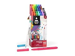 ARTEZA Kids Fine Tip Washable Markers, 42 Bright Colors