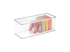 iDesign Plastic Stackable Hinged-Lid Storage Box Clear