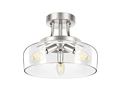 TOBUSA 3-Light Silver Semi Flush Mount Light Fixture