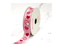 LUV Ribbons Satin 7/8" Valentine's Day Floating Hearts Ribbon