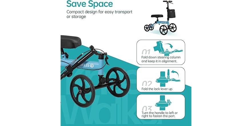 ELENKER Knee Scooter Economy Steerable Knee Walker with 10" (Open Box)