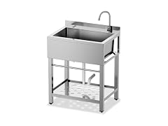 Stainless Steel Utility Sink Freestanding Single Bowl Garage Sink 25 Inch (Open Box)