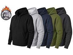 3Pk Mens Heavyweight Fleece-Lined Full Zip Hoodie