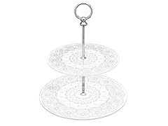 2 Tier Glass/Chrome/Lace Doily Server