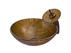 VIGO Textured Copper Glass Vessel Sink and Waterfall Faucet Set in Oil Rubbed Bronze