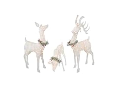 Top Treasures 3-Piece White Fabric Reindeer Family