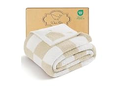 Whale Flotilla Checkered Knit Blanket