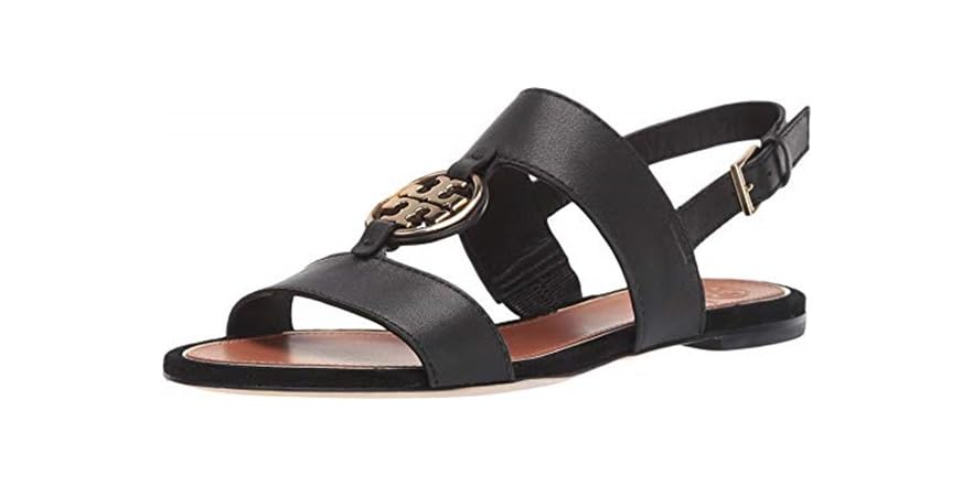 Lyst - Tory Burch Miller Medallion Wedge Sandals in Black - Save 60.44776119402985%
