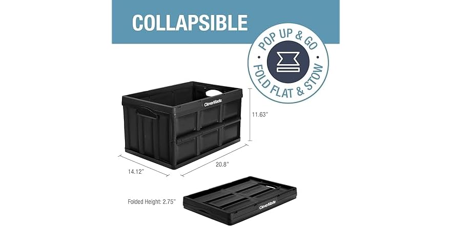 CleverMade Collapsible Storage Bins- Obsidian 3 PK 46L