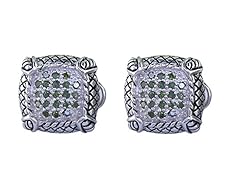 0.25 CT Green Diamond Earrings Silver
