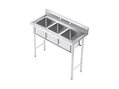 WILPREP NSF Stainless Steel 3 Compartment Commercial Sink 11x10x10 Inch Basins, Kitche Station Utility Sink for Restaurant Bar Home Laundry Room Garage (Open Box)