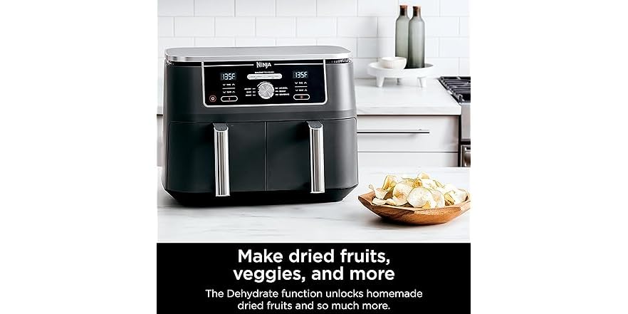 Nnja DZ401 Food 10 Quart 6-n-1 DualZone XL 2-Basket Ar Fryer Wth 2