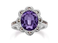 4ct Oval Shape Crystal Tanzanite and Marcasite Halo Ring- Pick Size