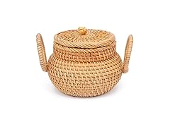 Rattan Basket Organizer with Lid
