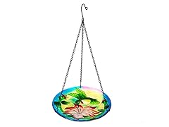 Hummingbird with Flower Hanging Bird Bath or Feeder
