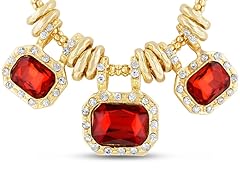 Ruby Red Glass & Crystal Statement Necklace