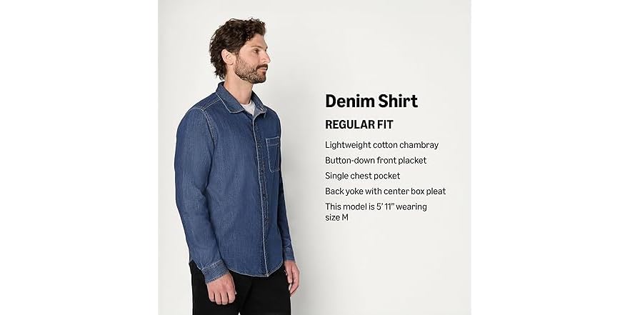 Azamon Essentials Amazon Essentials Mens Denim Shirt