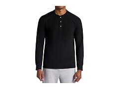 Gaiam Men (L) Cozy Cool Henley Micro Shirt Black