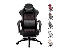 Dowinx Big and Tall Leather Gaming Chair Black/Red